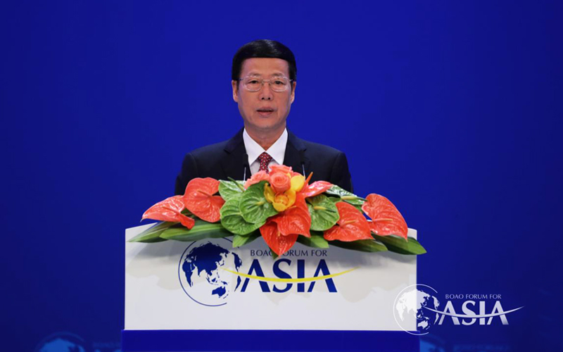 中國國務院前副總理張高麗，圖為他在2017年博鰲亞洲論壇發表主旨演講。   圖：翻攝博鰲亞洲論壇官網