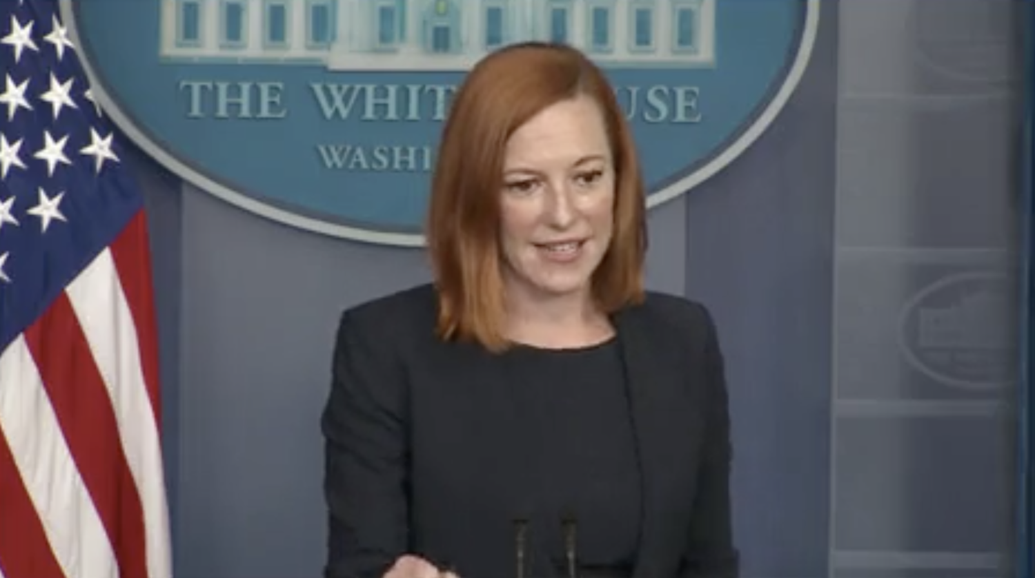 白宮發言人莎琪（Jen Psaki）。 圖：取自白宮臉書直播影片