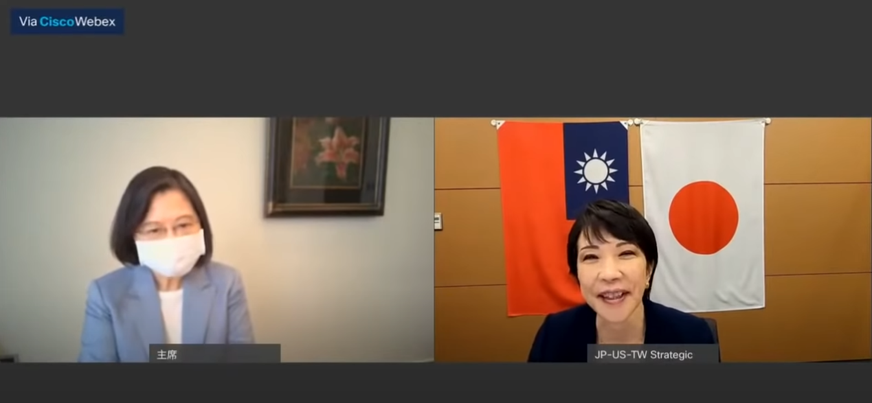 蔡英文總統表示，希望日本協助台灣加入如CPTPP等各種自由貿易協定，高市則表態支持。 圖：翻攝自高市早苗youtube