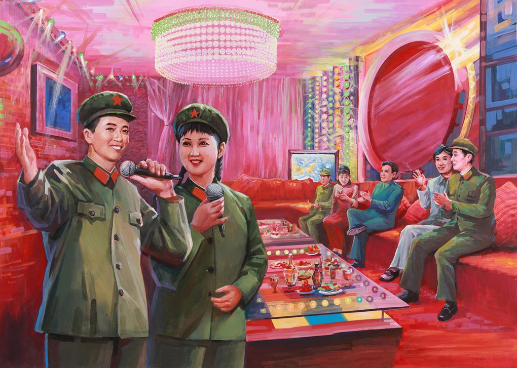 北朝鮮畫家筆下的中國KTV。圖/翻攝自網路